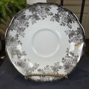 Royal Albert Silver Maple Saucer Platinum Luster Leaf Design China 5.5" England